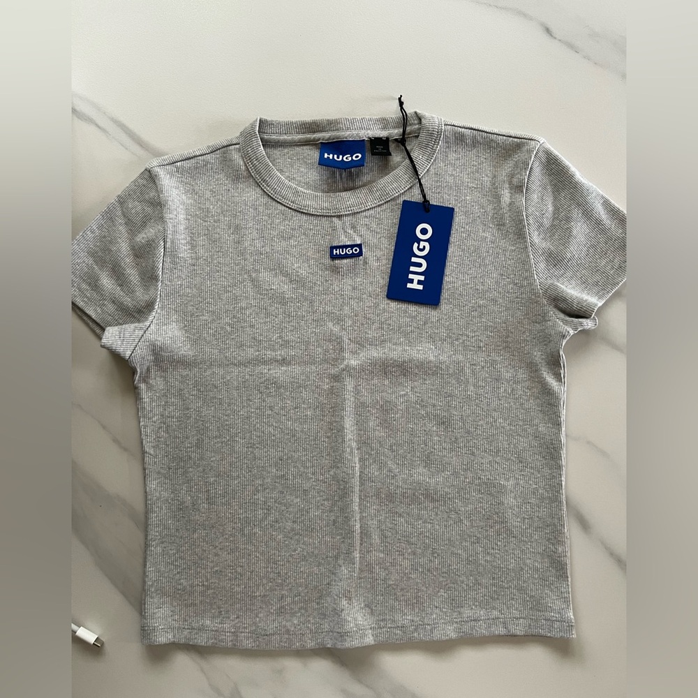 HUGO Light Gray Short Sleeve Tee